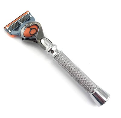 G.B.S Flex ball Handle Razor with Flex ball Pivot Ball technology All Chrome Diamond Knurled Pattern Long Handle Shaving Razor