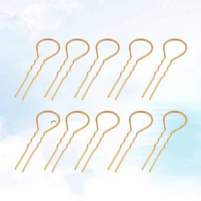 10pcs U Shaped Hairpins Metal Grip Hair Pins Twist Styling Hair Clips Updo Hair Stick for Women and Girls (Golden)