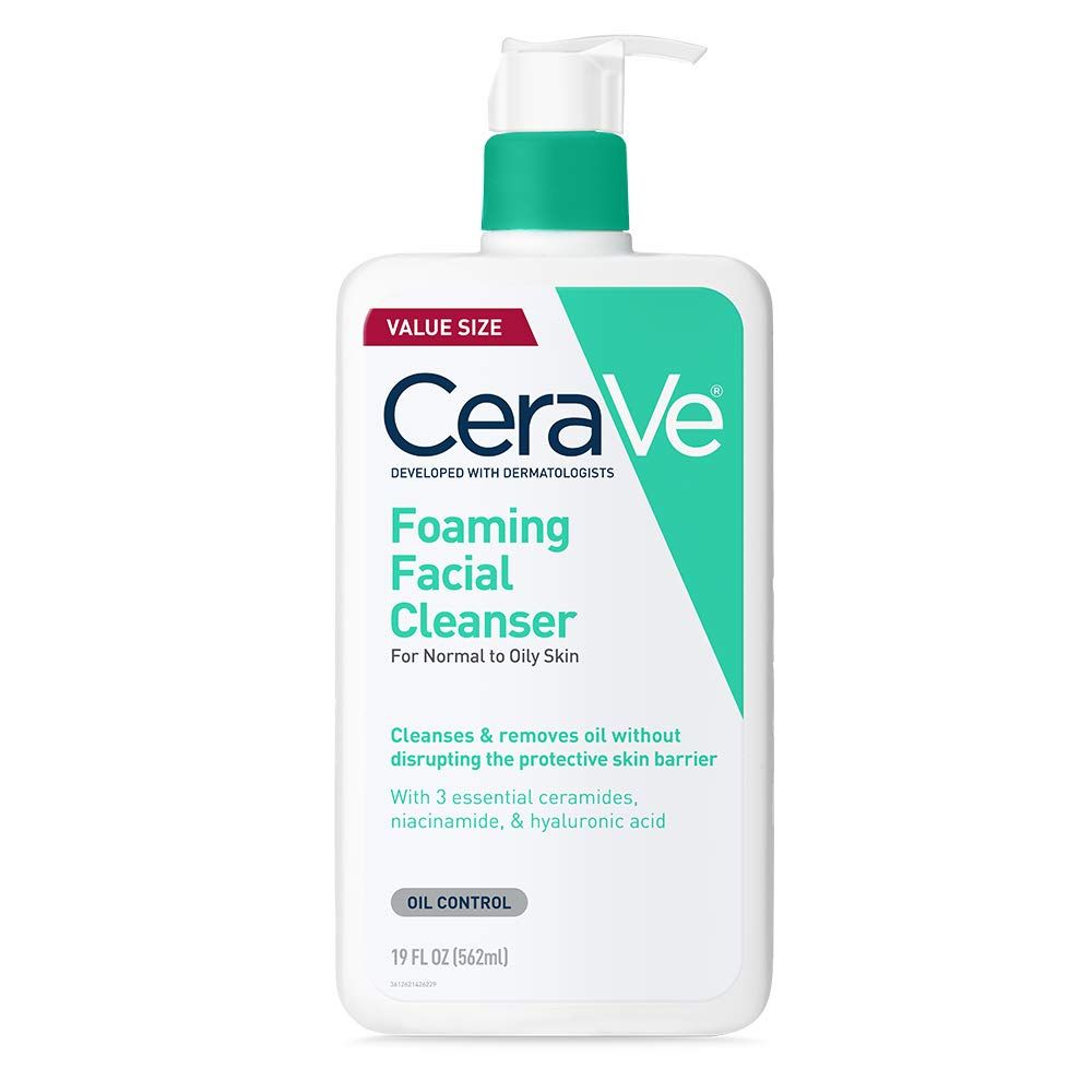 CeraVe Foaming Facial Cleanser, Daily Face Wash for Oily Skin, Hyaluronic Acid + Ceramides + Niacinamide, Fragrance Free &amp; Paraben Free, Non-Drying Oil Control Face Wash, 19 Fluid Ounce