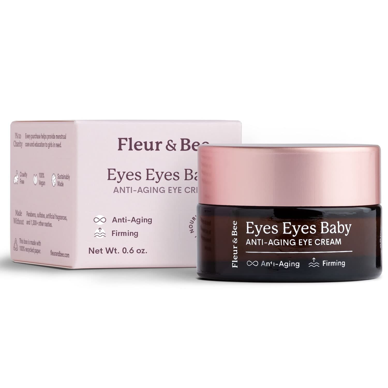 FLEUR &amp; BEE Anti Aging Eye Cream | Clean, 100% Vegan &amp; Cruelty Free | For Dark Circles, Puffy Eyes and Wrinkles | All Skin Types | Eyes Eyes Baby 0.6 oz