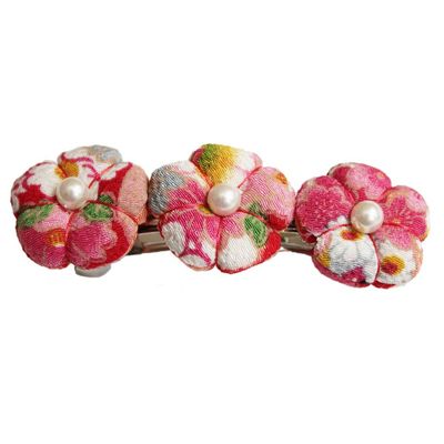 Japanese Kyoto Chirimen Ume Flower Barette Hair Clip/Clasp