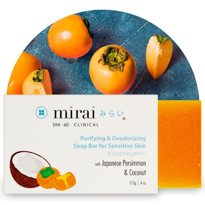 Mirai Clinical - 100g Persimmon Soap Bar for Body - Persimmon Soap with Nonenal Odor Control - Japanese Persimmon Extract Soap - Green Tea Extract Deodorant Soap Bar for Men &amp; Women