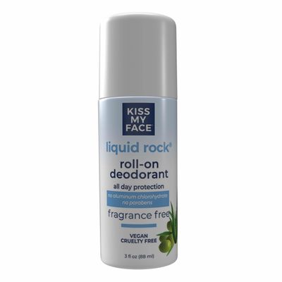 Kiss My Face Liquid Rock Roll-On Deodorant, Fragrance Free, Aluminum Chlorohydrate Free Deodorant For Women And Men, With Added Willow Bark And Mineral Crystal Salts, 3 Oz Roll On, 1 Pack