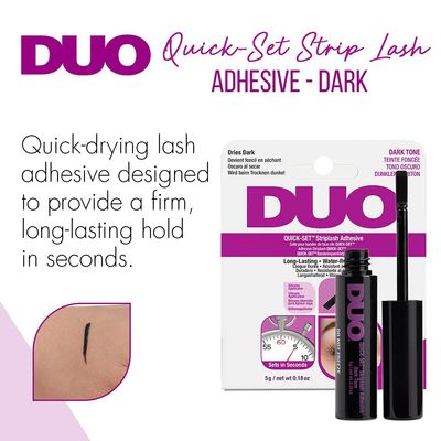 DUO Quick-Set Strip Lash Adhesive - Dark Tone, Quick-Drying, Long-Lasting, Water-Resistant Lash Glue for Strip &amp; Individual Lashes, 0.18 oz, 1-Pack