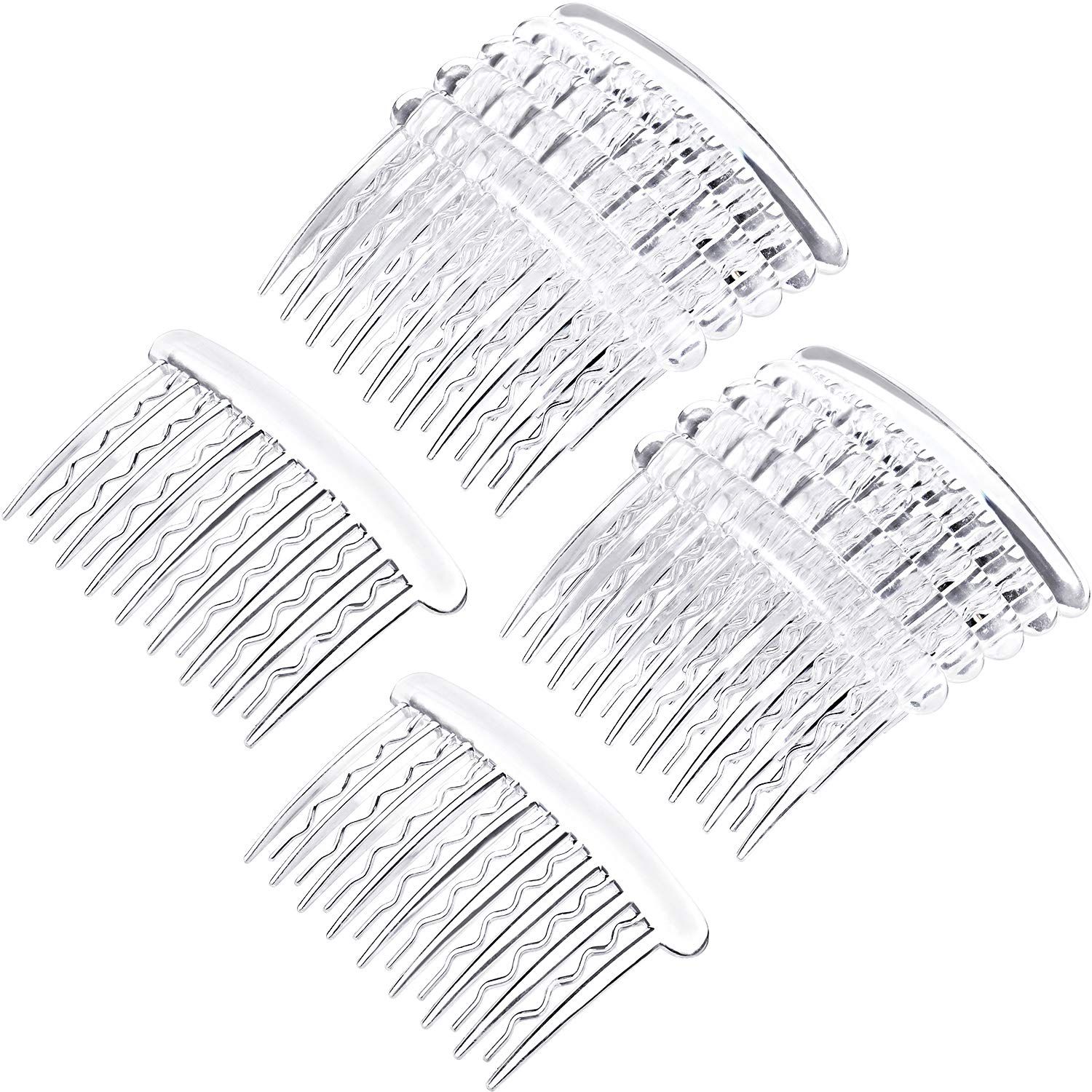 Gejoy 12 Pieces Plastic Teeth Hair Combs Tortoise Side Comb Hair Accessories for Fine Hair (Transparent)