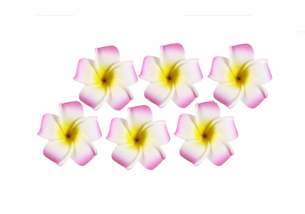 12PCS Pink 2.36&quot; Flower Hawaiian Hawaii Plumeria Foam Hair Clips For Bridal Wedding Party Beach Decoration Hair Barrette Hairwear For Women Girl (pink)