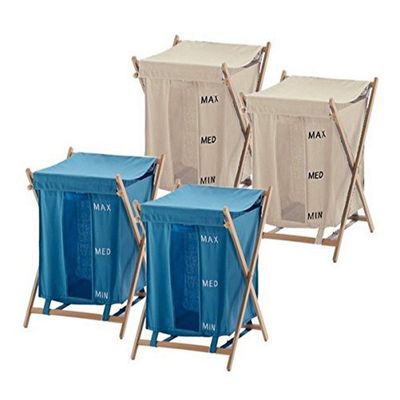Gedy BU3800-03-11 4 Laundry Baskets, Blue/Beige