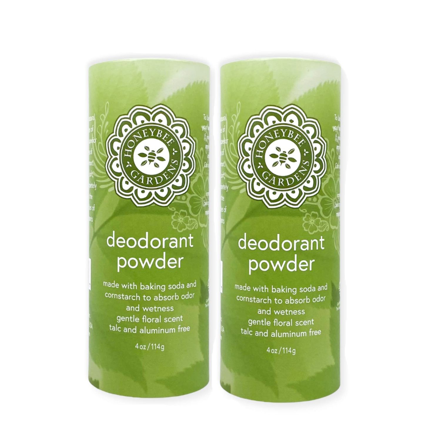 Honeybee Gardens Deodorant Powder, For Men and Women, With Baking Soda and Cornstarch, Talc-Free, Aluminum-Free, Multi-Use, Vegan, Cruelty-Free, 4 oz, 2 Pack