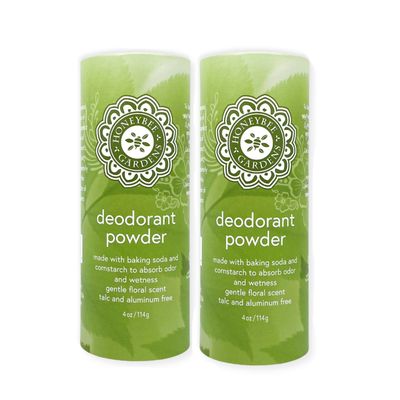 Honeybee Gardens Deodorant Powder, For Men and Women, With Baking Soda and Cornstarch, Talc-Free, Aluminum-Free, Multi-Use, Vegan, Cruelty-Free, 4 oz, 2 Pack
