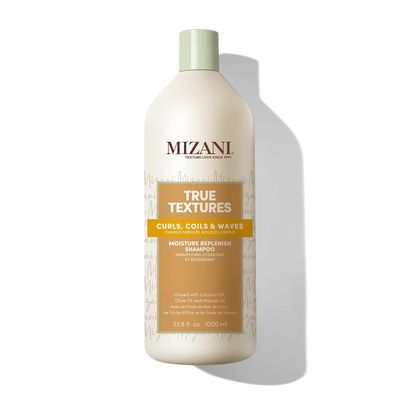 Mizani True Textures Moisture Replenish Shampoo | with Coconut Oil | Sulfate &amp; Paraben-Free | for Curly Hair | 33.8 Fl Oz