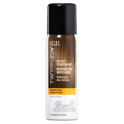 AGE beautiful Root Touch Up Hair Color Spray | Touch-Up Gray Concealer | Temporary Cover Up | Adds Volume &amp; Covers Thinning Patches | Water, Sweat, Stain Resistant | Dark Blonde | 2 Fl Oz