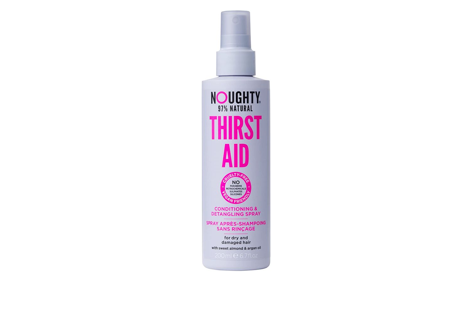 Noughty 97% Natural Thirst Aid Conditioning and Detangling Spray, Leave In Hair Detangler Treatment for Dry and Damaged Hair, with Sweet Almond Oil, Sulphate Free Vegan Haircare 200ml