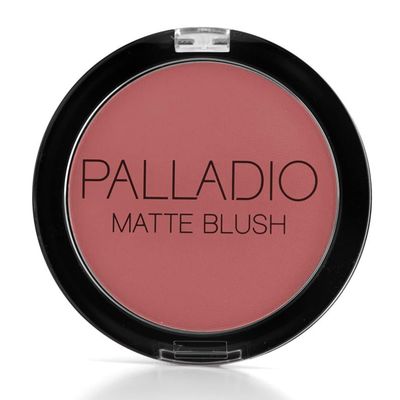 Palladio Matte Blush, Brushes onto Cheeks Smoothly, Soft Matte Look and Even Finish, Flawless Velvety Coverage, Effortless Blending Makeup, Flatters the Face, Convenient Compact, Toasted Apricot