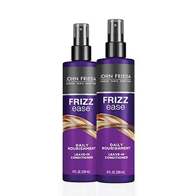 John Frieda Frizz Ease Daily Nourishment Leave-In Conditioner, Detangles Frizzy, Damaged Hair, Reduces Breakage, Protects Against Heat, with Vitamins A, C, E &amp; Green Tea Extract, 8 Oz, Pack of 2