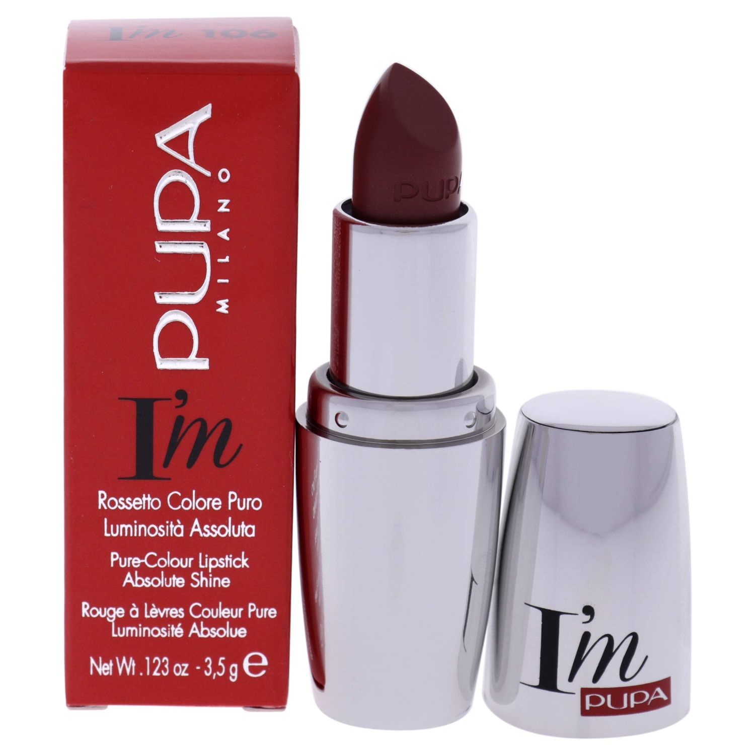 Pupa I Am Pure-Colour Lipstick - 106 Elixir Milano for Women - 0.123 oz Lipstick