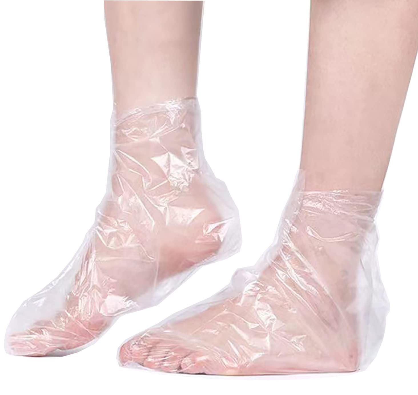 200PCS Clear Plastic Disposable Booties, Paraffin Bath Liners for Foot Pedicure Hot Spa Wax Treatment, Larger Thicker Thermal Therapy Feet Covers Bags Plastic Socks Liners