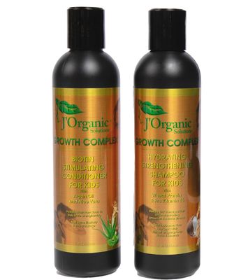 J&#39;Organic Solutions Kids shampoo &amp; Conditioner Hydrating and Strengthening- with Biotin- Phthalates-Free, No Sulfate, Paraben-free Baby And Toddler Shampoo and Conditioner (2x 8oz)