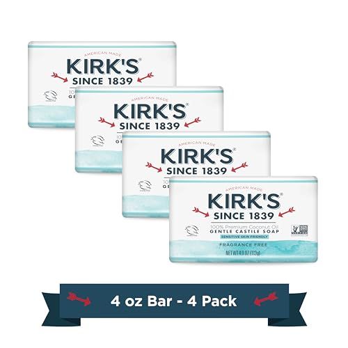 Kirk&#39;s Original Coco Castile Soap Fragrance Free 4 oz, Pack 18