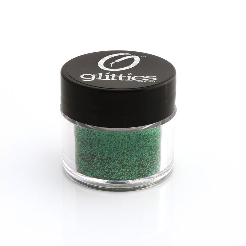 GLITTIES - Emerald Green - Loose Fine Glitter Powder (.008") - Great for Nail Art, Nail Polish, Gel, Gel Polish or Acrylic Nail Powder - Solvent Resistant - (10 Gram Jar)