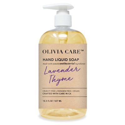 Olivia Care Antibacterial Hand Soap - Infused with Sage &amp; Tea Tree Oil &amp; Lavender Thyme Fragrance, Cleansing, Germ-Fighting, Moisturizing Hand Wash for Kitchen &amp; Bathroom - 18.5 fl oz