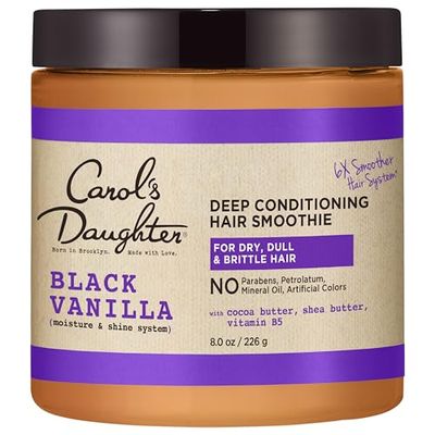 Carol&#39;s Daughter Black Vanilla Hair Smoothie for Curly, Wavy or Natural Hair, Shea Butter Hair Mask For Dry and Dull Hair, 8 Oz