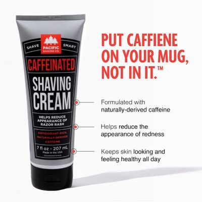 Pacific Shaving Company Caffeinated Shaving Cream - Caffeine, Shea Butter + Spearmint Antioxidant Shaving Cream - Clean Formula for a Hydrating, Redness Reducing + Irritation-Free Shave (7 Oz, 2 Pack)
