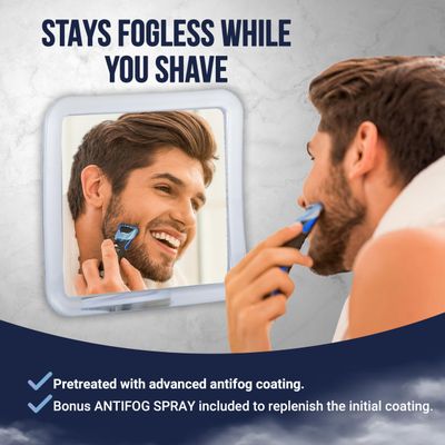 MIRRORVANA Fogless Shower Mirror for Shaving with Upgraded Suction, Anti Fog Shatterproof Surface and 360 Swivel - 6.3" x 6.3"