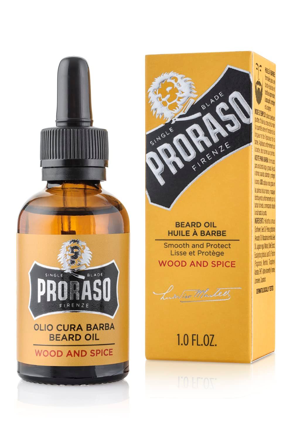 Proraso Beard Oil for Men to Tame, Smooth and Condition Beard Hair - Wood &amp; Spice, 1 Fl Oz (Pack of 1)