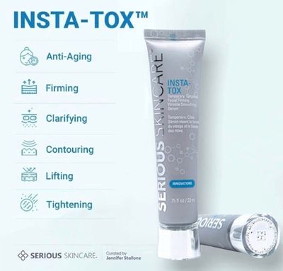 Serious Skincare INSTA-TOX Instant Wrinkle Smoothing Serum - Improves appearance of Fine Lines &amp; Wrinkles - Temporary Skin Tightener - Instant Line Filler - Two .75 Fl Oz Tubes (2Pack)