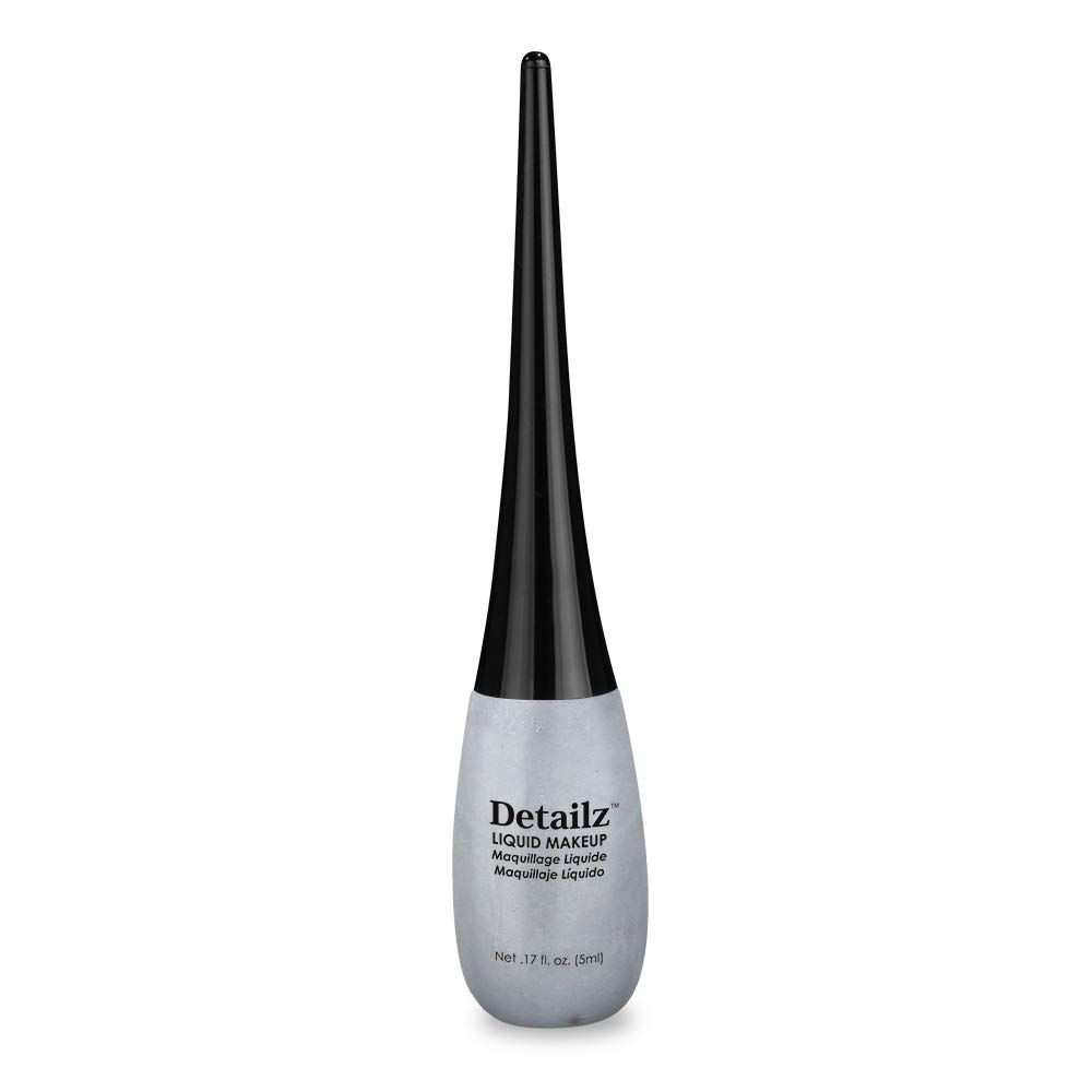 Mehron Makeup Detailz Fine Tip Liquid Makeup | Fine Point Eyeliner| Fine Tip Professional Liquid Face Paint &amp; Eyeliner .17 fl oz (5 ml) (Silver)