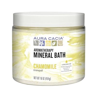 Aura Cacia Aromatherapy Mineral Bath, Tranquil Chamomile, 16 ounce jar