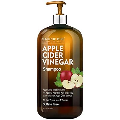 Majestic Pure Apple Cider Vinegar Shampoo - Restores Shine &amp; Reduces Itchy Scalp, Dandruff &amp; Frizz - Sulfate Free, for All Hair Types, Men and Women - 16 fl oz