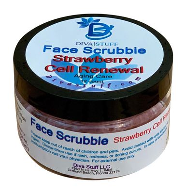 Diva Stuff Face Scrubbie - Exfoliating Face Scrub Pads -For Aging Skin,Promotes New Skin Cell Turn Over - 12 Pads (Strawberry Cell Renewal)