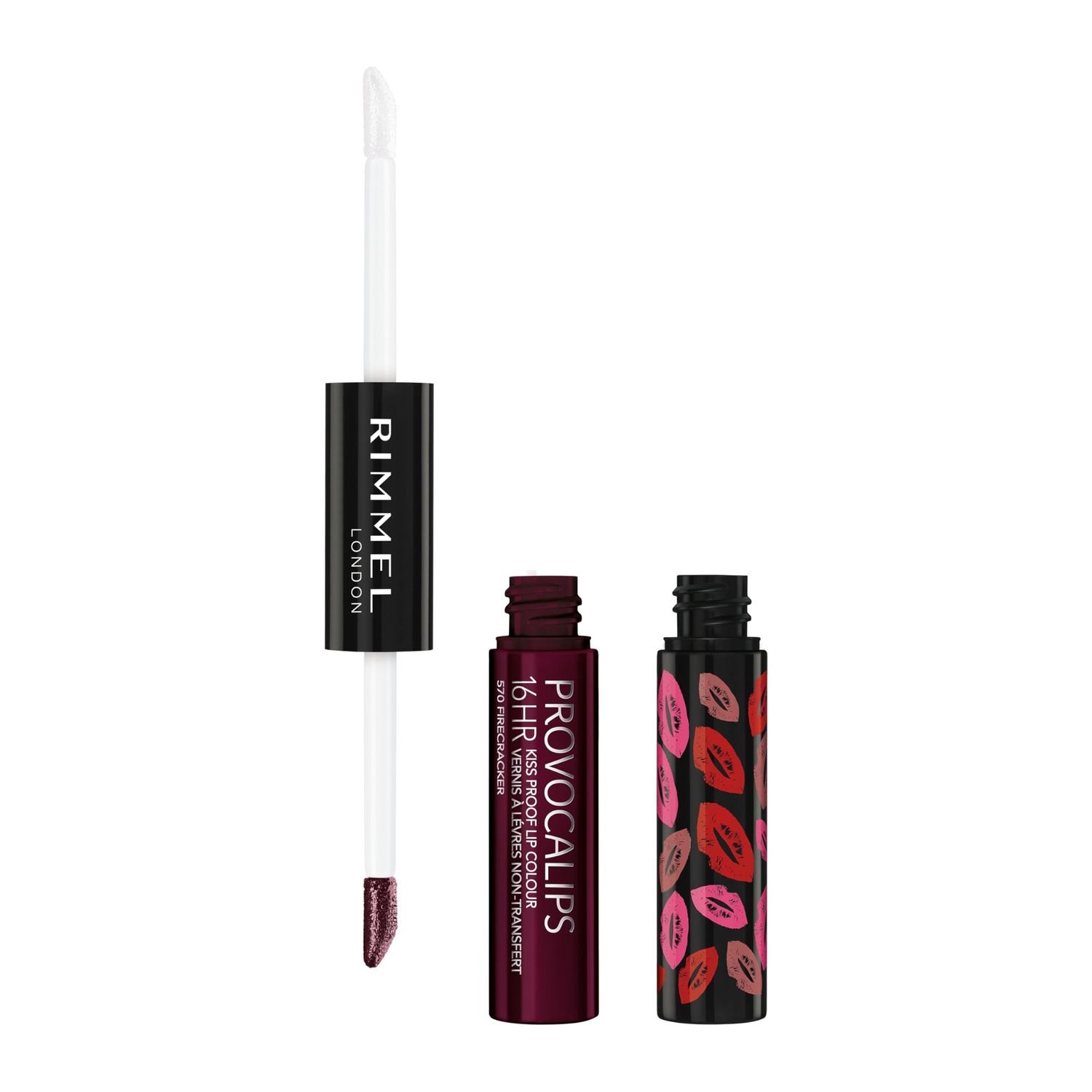 Rimmel London Provocalips 16hr Kiss-Proof Lip Color - Two-Step Liquid Lipstick to Lock in Color and Shine - 570 Firecracker, .14 fl.oz.