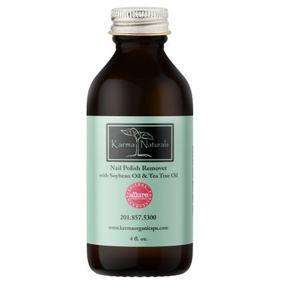 Karma Organic Nail Polish Remover with Soybean Oil and Tea Tree Oil- Non Toxic, Vegan, Cruelty Free, Acetone Free - Nails Strengthener for Fingernails - 4 fl. Oz.