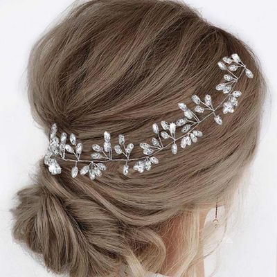EASEDAILY Crystal Bridal Hair Vine Silver Rhinestones Wedding Headpiece Prom Hair Accessories for Women and Brides
