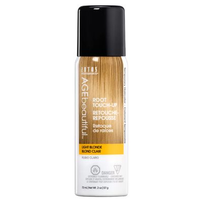AGE beautiful Root Touch Up Hair Color Spray | Touch-Up Gray Concealer | Temporary Cover Up | Adds Volume &amp; Covers Thinning Patches | Water, Sweat, Stain Resistant | Light Blonde | 2 Fl Oz