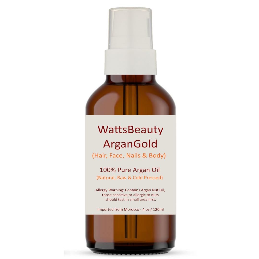 Watts Beauty ArganGold 100% Pure Argan Oil - Ultra Moisturizer for Face, Body and Hair - 4 oz.