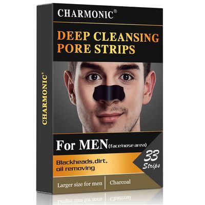 Charmonic Blackhead Pore Strips, 33 pcs Charcoal Peel Off Strips, Blackhead Remover Pore Strips for Men, Deep Cleansing Strips Remove for Nose Area and Face Oil and Blackheads