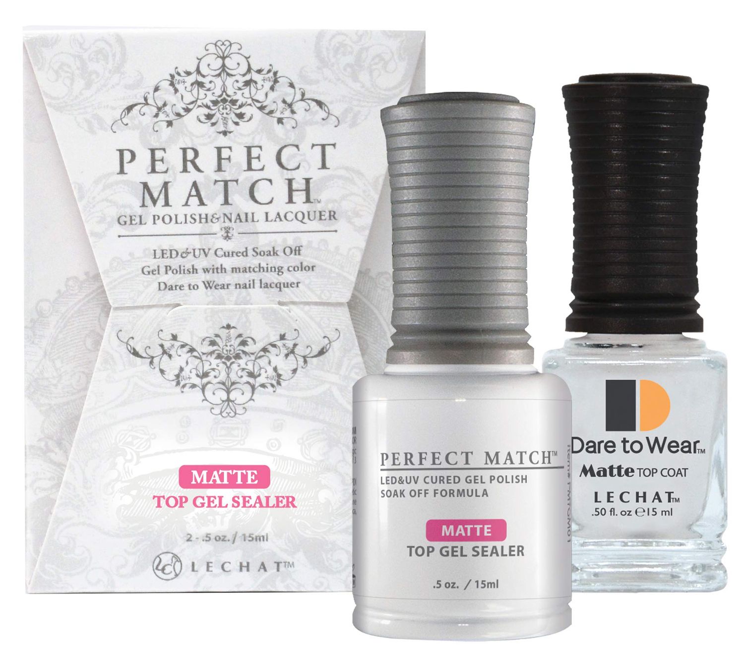 LeChat Perfect Match Gel Polish &amp; Matte Top Gel Sealer Set, 0.5 ounce (PMTM01)
