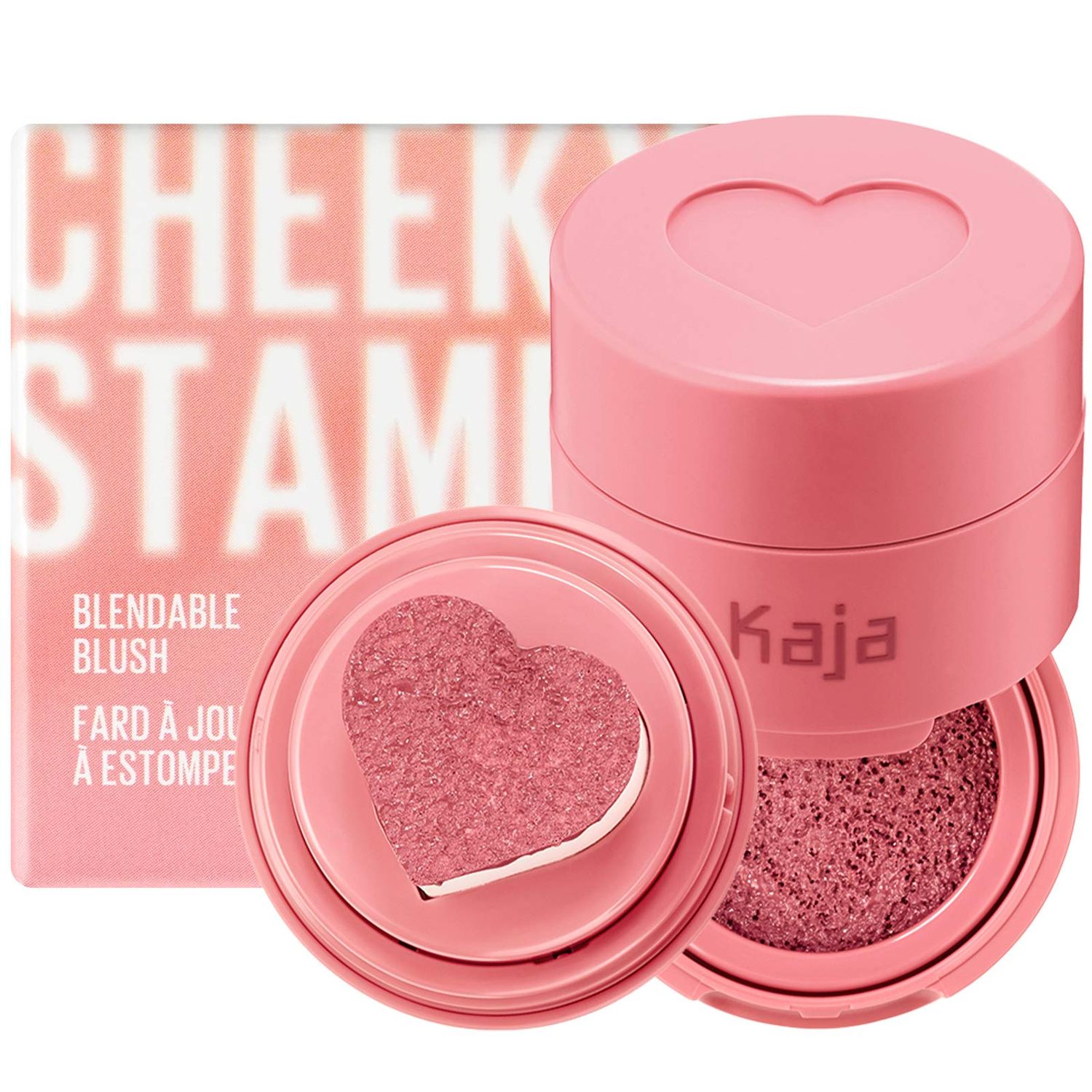 Kaja Blush - Cheeky Stamp | Gift, 7 Shades, Buildable &amp; Blendable Shade with Heart-shaped Applicator, Rosy Finish, Valentine&#39;s Day Gift, 01 Coy, 0.17 Oz