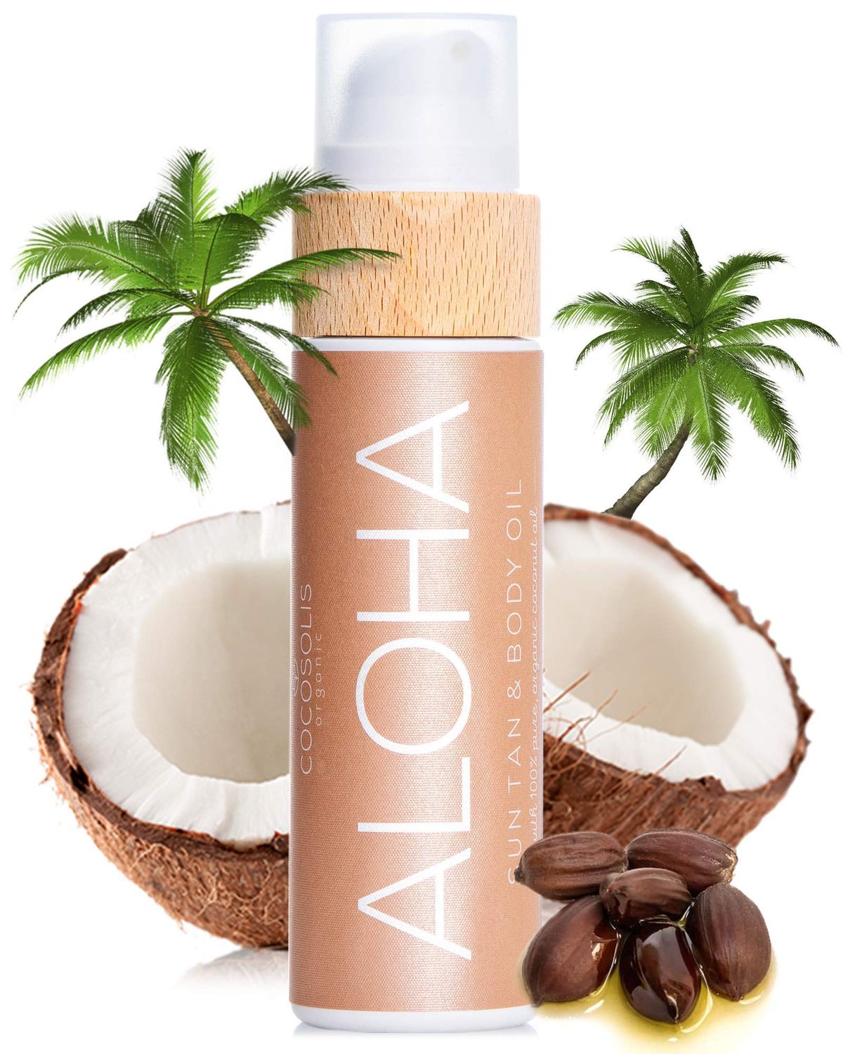 COCOSOLIS ALOHA Sun Tan &amp; Body Oil | Organic Tanning Bed Lotion | Get Healthy Deep Chocolate Tan | Tanning Accelerator with 5 Precious Oils to Make Your Skin Glowing &amp; Revitalized (110 ml)