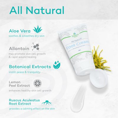 NatraCure Foot Repair Cream for Dry Cracked Heels &amp; All Natural Foot Lotion for Dry Cracked Tired Feet Relief - Foot Moisturizer Pedicure Lotion &amp; Foot Crack Cream for Foot Softening Treatment - 4 oz