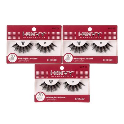 i-Envy 3 Pairs False Eyelashes 3D Glam Collection Multi-angle &amp; Volume Lashes