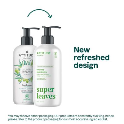 ATTITUDE Liquid Hand Soap, EWG Verified, Plant and Mineral-Based, Vegan Personal Care Products, Olive Leaves, 16 Fl Oz