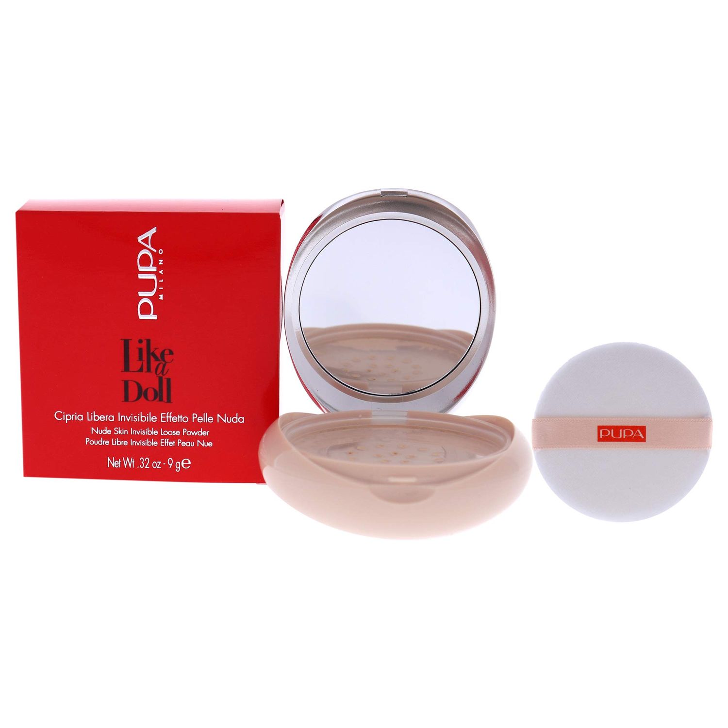 PUPA Milano Like A Doll Loose Powder 001 Light Beige - Soft Powder for Smooth, PHOTOREADY Complexion - Enriched with Hydrating Cottonseed Extract - Blurs FIne Lines and Uneven Texture - 0.32 oz