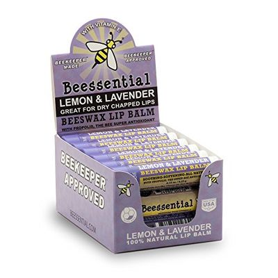 Beessential Natural Bulk Lip Balm, Lavender, 18 Pack | For Men, Women, and Children. Great for Gifts, Showers, &amp; More