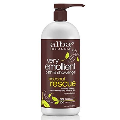 Alba Botanica Very Emollient Bath &amp; Shower Gel, Coconut Rescue, 32 oz.