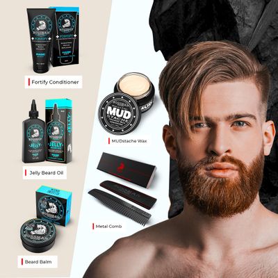 Bossman Complete Beard Kit - Men's Beard Oil Jelly, Fortify Shower Conditioner, Balm, Mustache Wax and Comb - Beard Softener, Growth, Care and Grooming Products Kit (Magic)