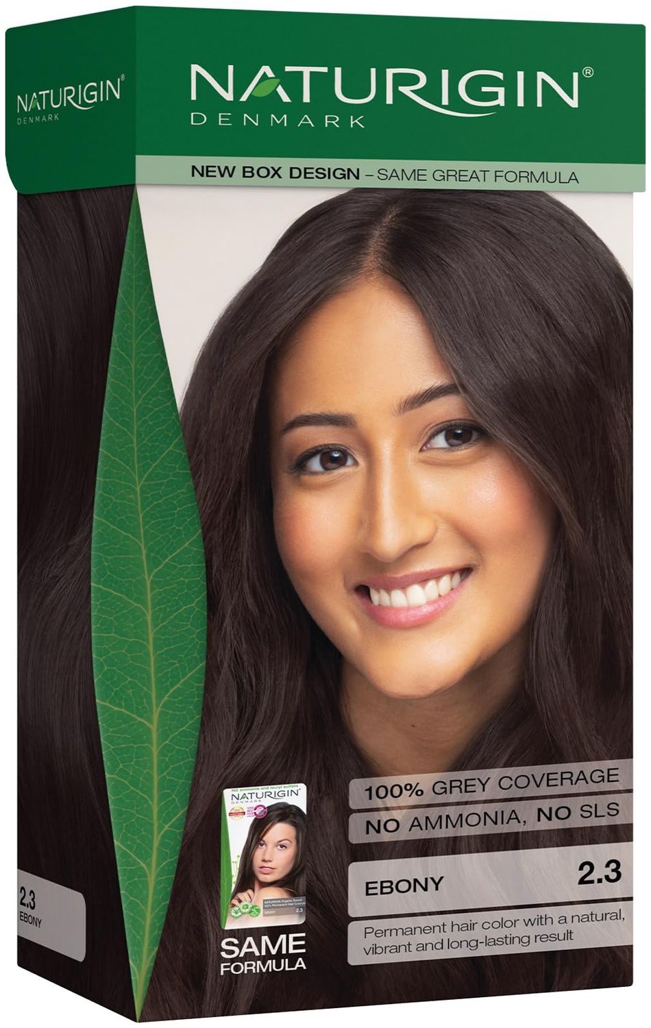 Naturigin Permanent Hair Dye, 2.3 Ebony Black, Ammonia and Paraben Free, up to 100% Gray Hair Coverage, Long Lasting, Vegan, Cruelty Free